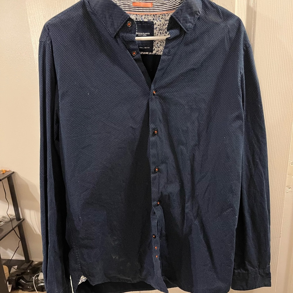Denim and Flower Dress Shirt